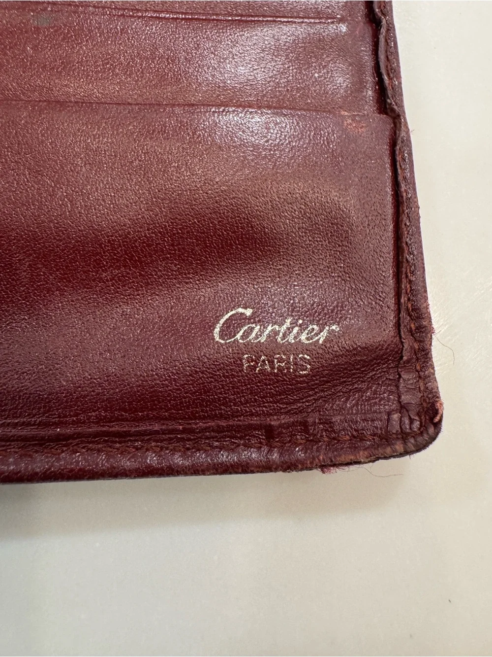 Authentic Cartier Must de Cartier Burgundy 100% Leather Wallet
